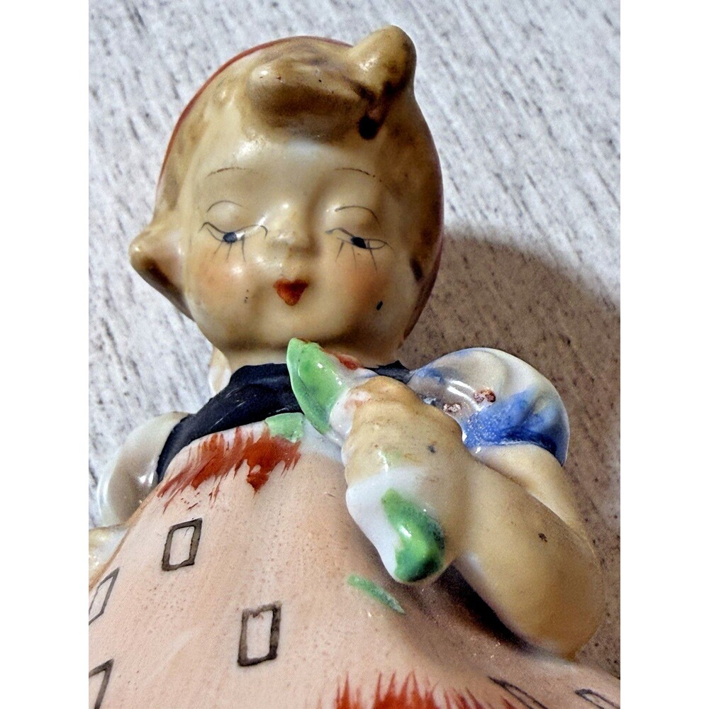 Vintage Occupied Japan Hand Painted Girl w/ Dads Oversized Figurine Mid Century - Picture 7 of 10
